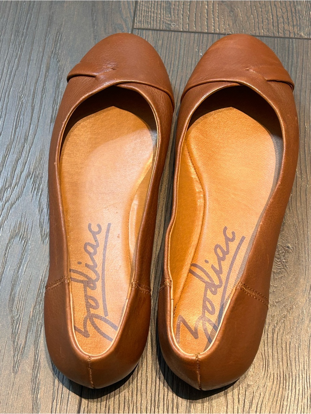 Zodiac Cognac Leather Ballet Flats